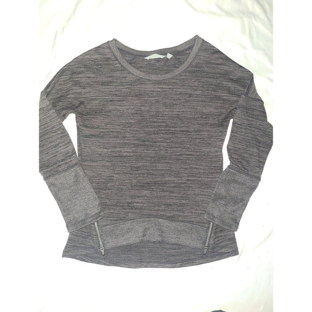 Athleta Heathered‎ Gray Top Zip Detail Sweatshirt Blissful Sharkbite Small